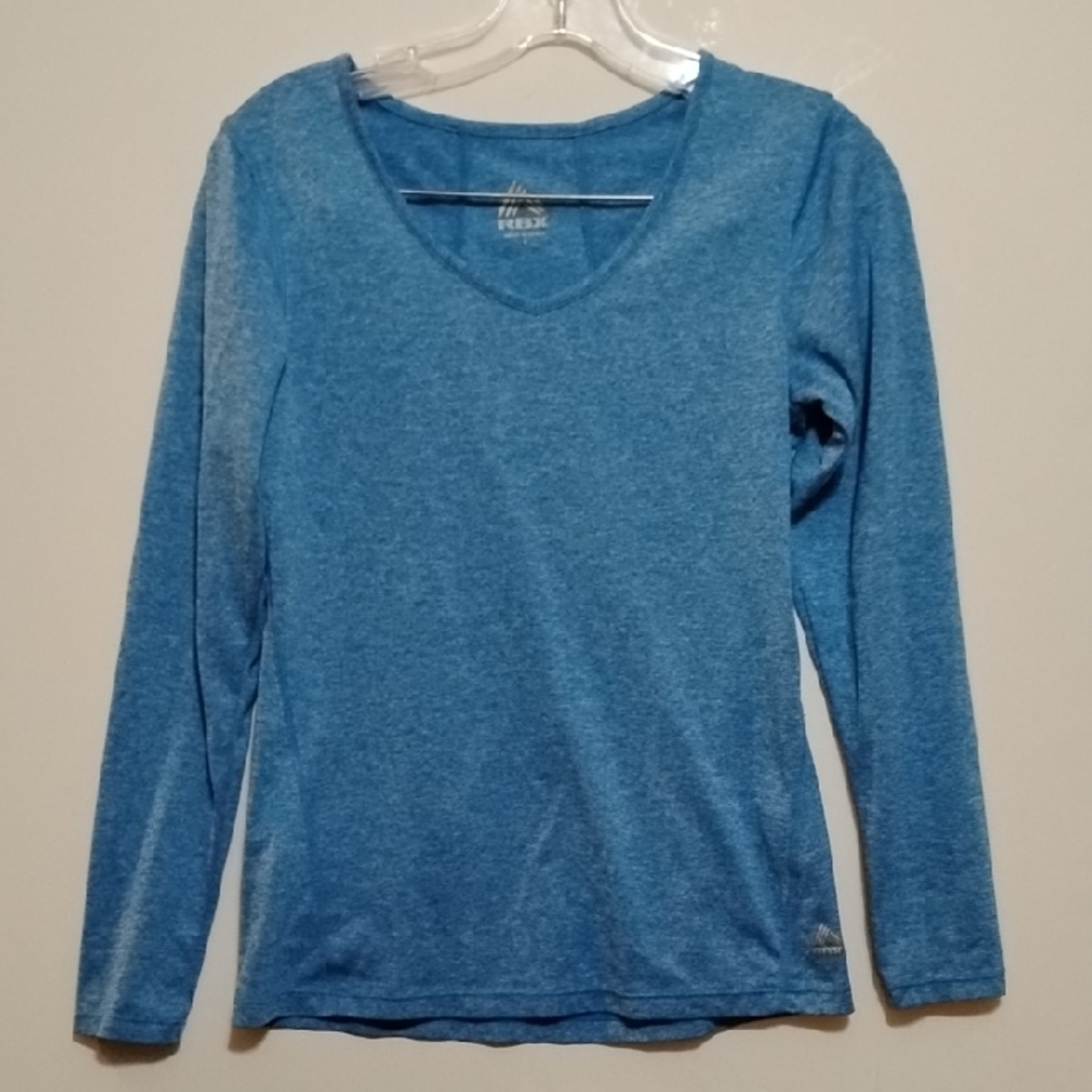 RBX Heather Blue Long Sleeve Women's Top Polyester Active wear S